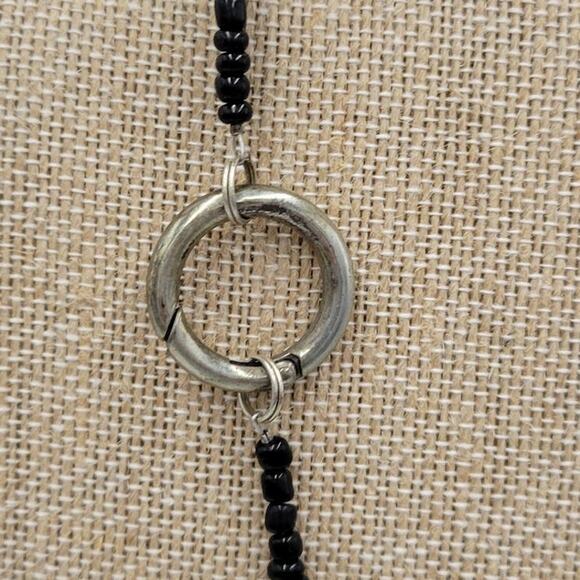 Womens Turquoise Necklace 18" Black Silver Beaded Collar Statement‎ Jewlery - Picture 3 of 8